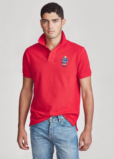 Polos Polo Ralph Lauren Hombre Rojos - Custom Slim Fit Bear Mesh - FXDBN0237